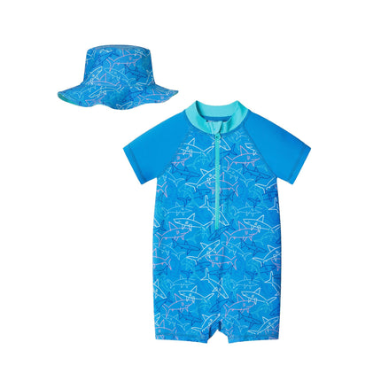 Infant Swim Romper & Hat Set - Shark Adventure