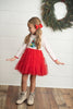 Kids Red & White Dot Pom Pom Christmas Tree Tulle Dress