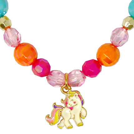 Unicorn Rainbow Charm Necklace and Bracelet Set