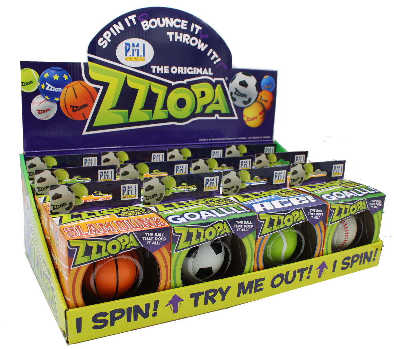 Spin it, Bounce it, Throw it! The newest fidget craze! Only zzzopa brings the ultimate play performance! It’s Zzzopa’s Triple-tech™ combo that makes the difference. Our Zzzip Bearing System™, Outer Poly-active Surface™, and CoreSpin Stabiliser™ give smooth spins, crisp bounces, and tighter tricks! Each pack contains a 12pc assortment of 3 styles. ZZZSPORT gives 3 sports themed zzzopas ZZZFUN gives 3 fun themed zzzopas. One per purchase.