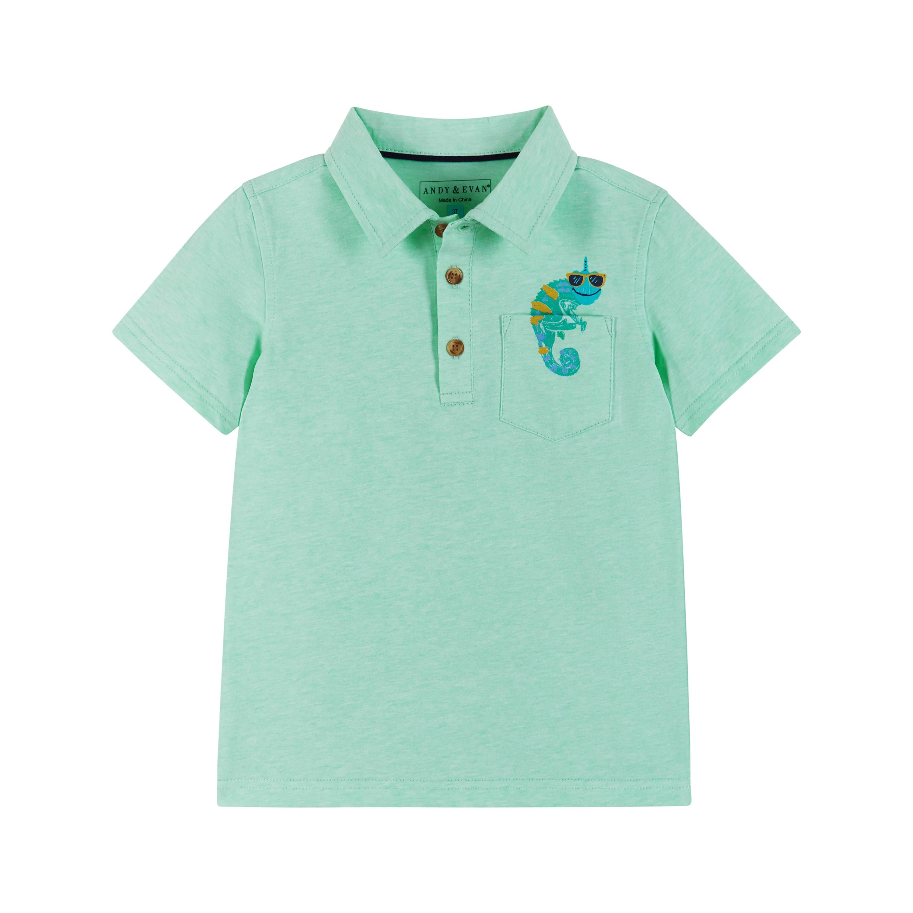 Boys Aqua Chameleon Polo Shirt and Grey Shorts Set