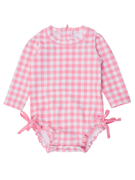 Bubblegum Gingham Long Sleeve One Piece Rash Guard