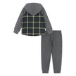 Boys Baby Green Plaid Hooded Flannel Buttondown Set