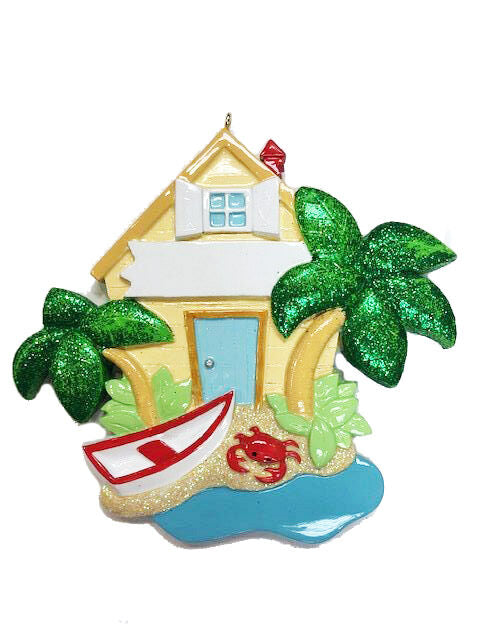 Beach House Personalized Christmas Ornament