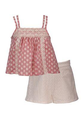 Girls Lace Trim Top w/ Lace Shorts