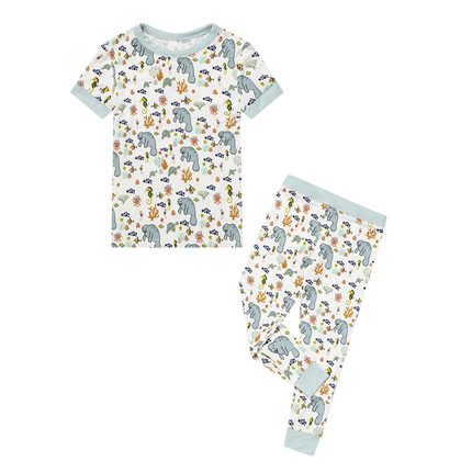 Soft viscose bamboo toddler/kids pajamas set in our Manatee pattern! 
