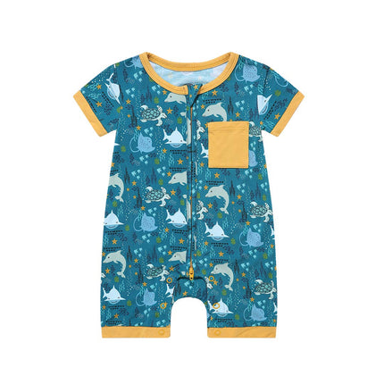 The softest new bamboo daywear shortie romper in our Ocean Friends print. Check out other styles in this print for a family match!