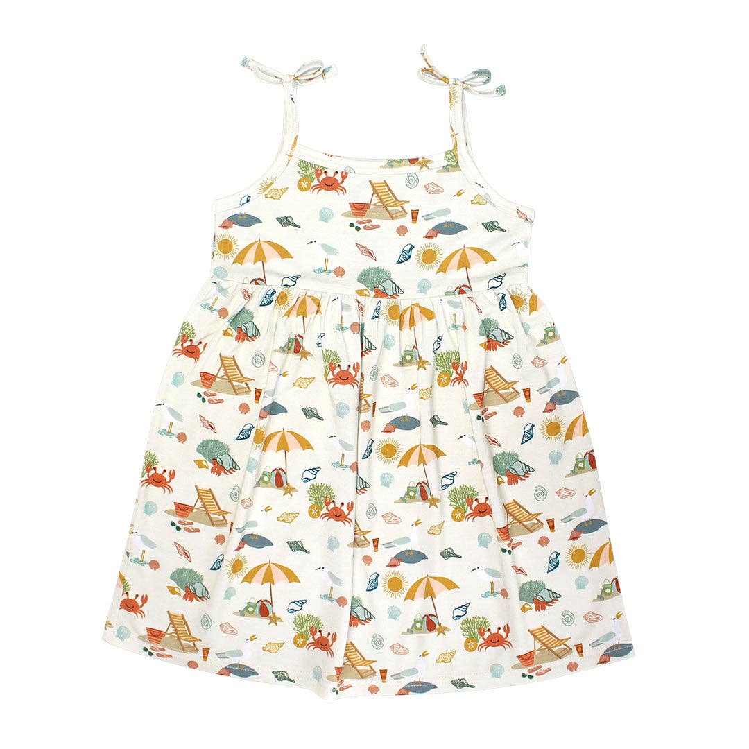 The softest bamboo sundresses for girls now in our Beach Day pattern.