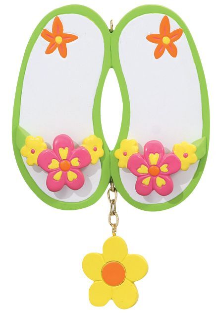 Flower Flip Flop Personalized Christmas Ornament