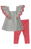 Embroidered Flutter Top Children Outfit