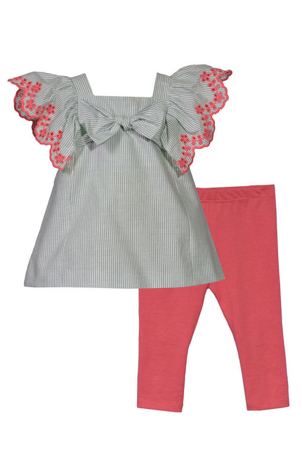 Embroidered Flutter Top Children Outfit