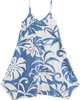 Blue and White Aloha V-Neck Scarf Hem Dress