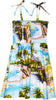 Blue Aloha Tie Shoulder Elastic Dress