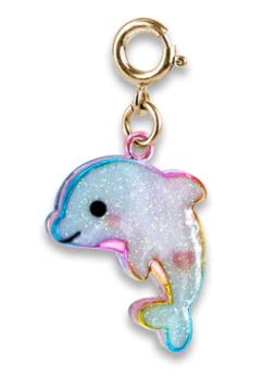 Gold Glitter Tie-Dye Dolphin Charm