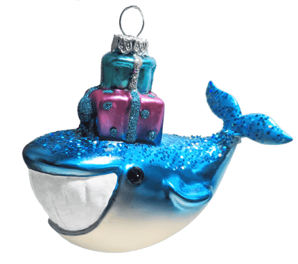 Whale with Big Smile Glass Christmas Ornament HZZ133