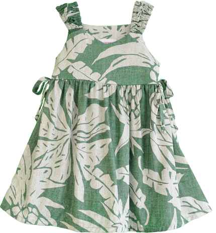 Sage Aloha Side Tie Elastic Strap Dress