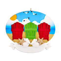 Sand Chairs Family Personalized Christmas Ornament