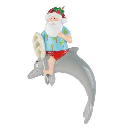 Santa on Dolphin Personalized Christmas Ornament