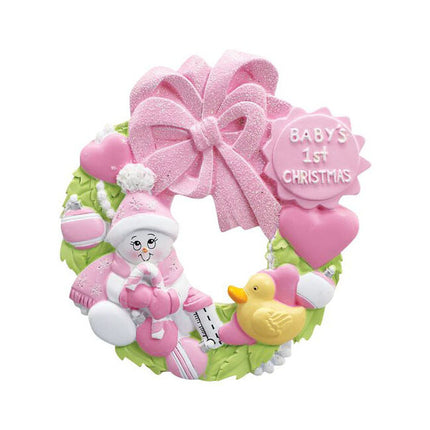 Baby Wreath Pink Personalized Christmas Ornament