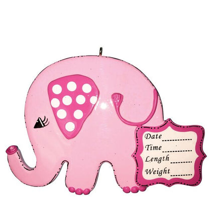 Baby Elephant Girl Personalized Christmas Ornament