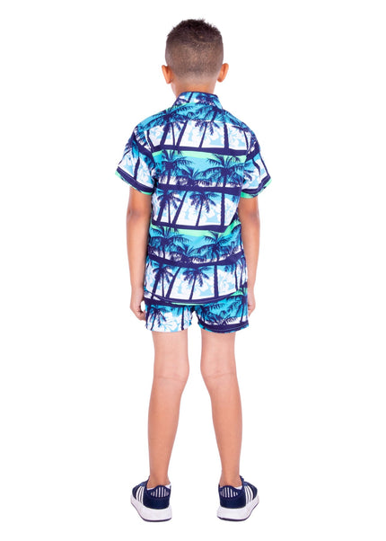 Kids' Turquoise Tropical Print Set