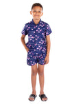 Kids' Navy Flamingo Print Set