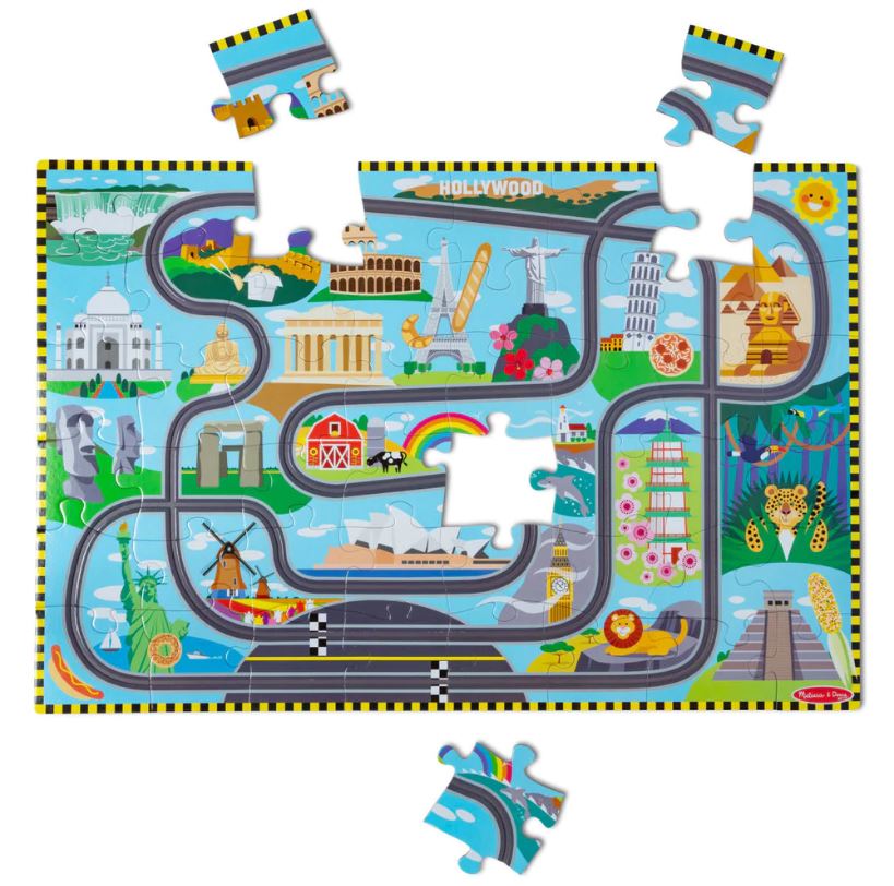 Race Around the World Tracks Floor Puzzle – 48 Pieces