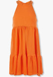 Mock Neck Orange Girl's Dress