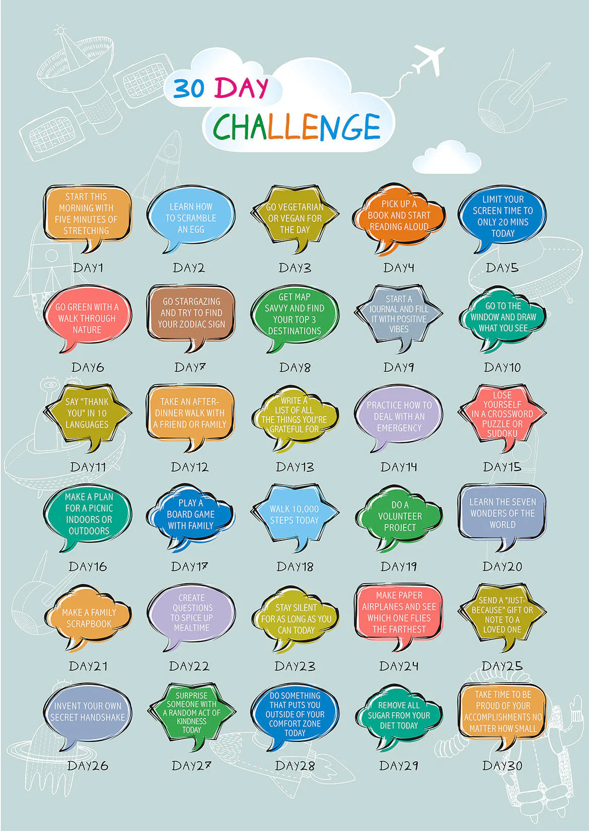 Just scratch the surface to reveal your achievements! Test your abilities by challenging yourself each day for a month. Ideal gift for those who love a challenge! Encourage your kids to reach higher!