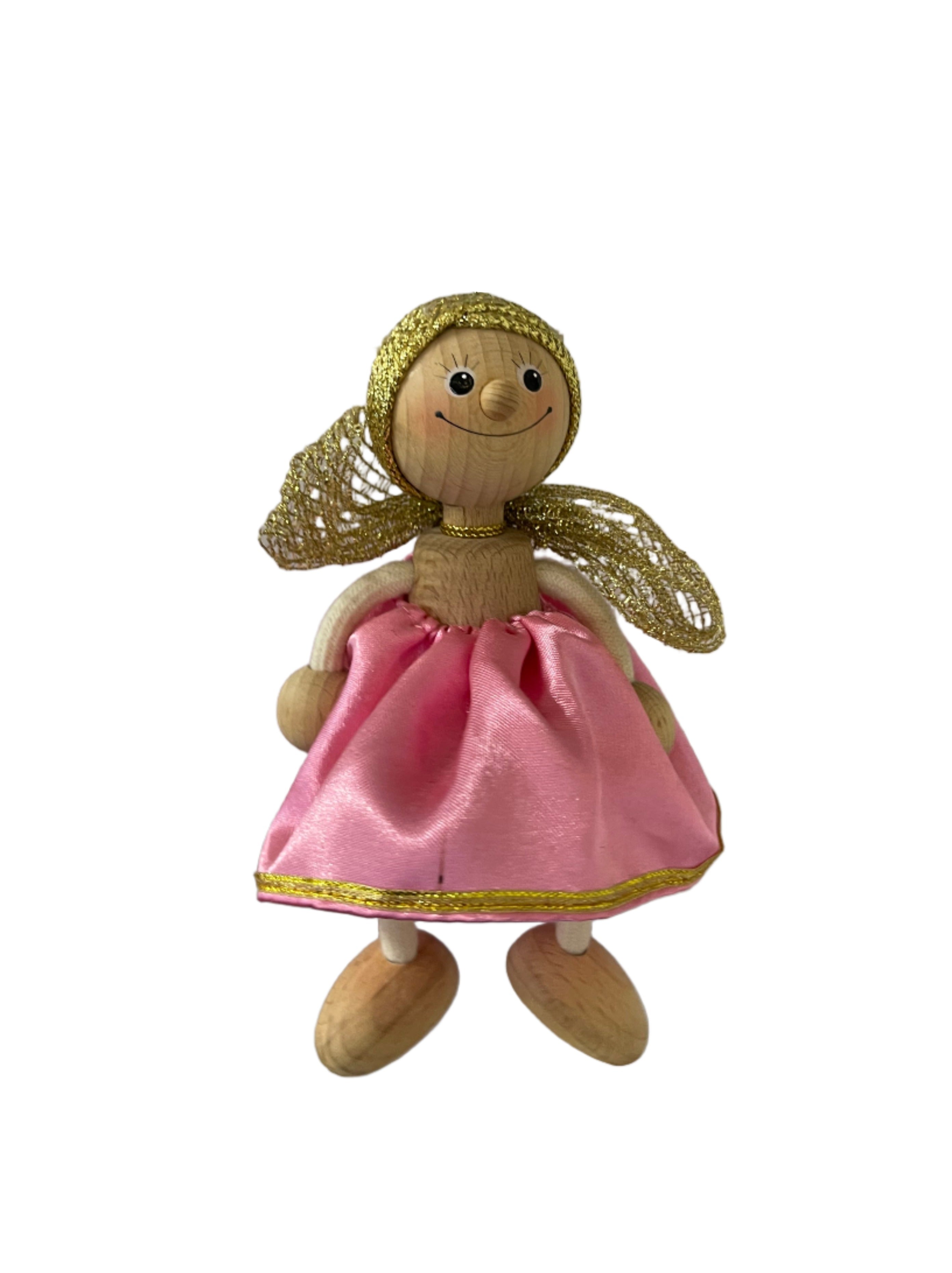 Bouncy Buddy Wooden German Toy on spring- Pink Angel