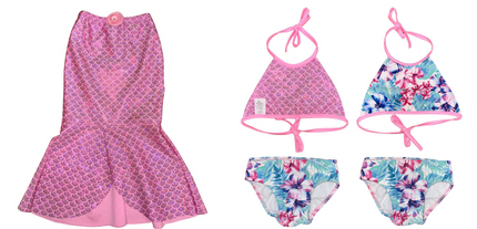 3 Piece Set-Bikini with Mermaid Tail Skirt UPF50