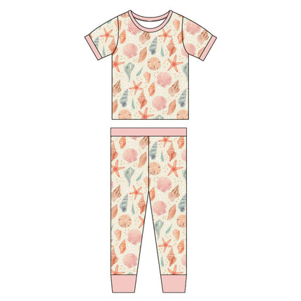 Sandy Seashells Beachy Bamboo Kids Pajamas Toddler Sleep Set