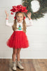 Kids Red & White Dot Pom Pom Christmas Tree Tulle Dress