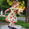 AnnLoren Girls Christmas Red Floral Cotton Holiday Dress