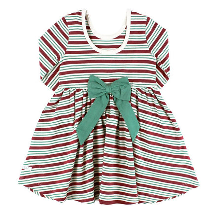 Peppermint Stripe Knit 3/4 Sleeve Twirl Dress