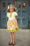 Kids Tangerine Blossom Spring Easter Ruffle Button Dress