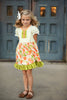 Kids Tangerine Blossom Spring Easter Ruffle Button Dress