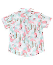 Vibrant Flamingo Short Sleeve Button Down Shirt