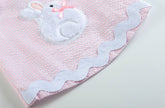 Pink Striped Seersucker Fuzzy Bunny Top and Bloomer Set