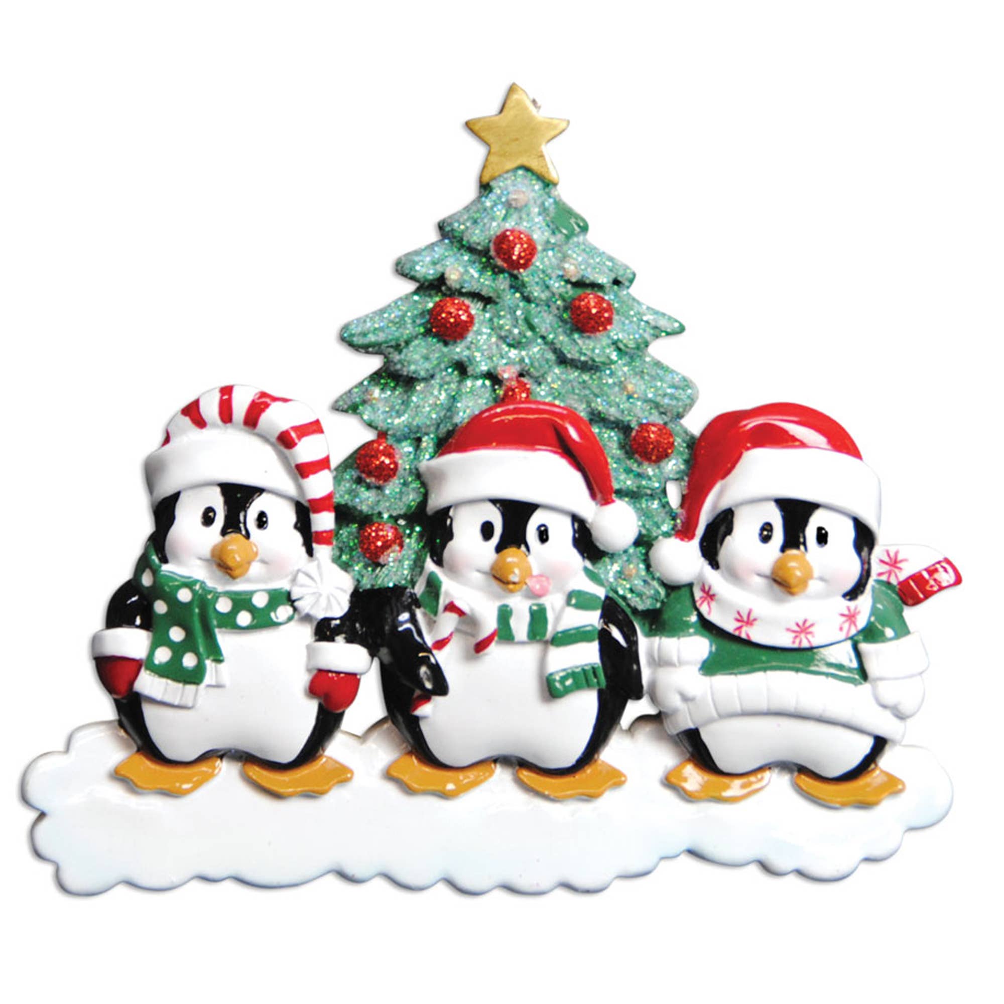 Winter Penguin Family Personalized Christmas Ornament