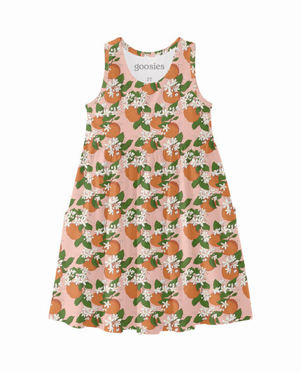 Orange Blossoms Bamboo Sleeveless Pocket Dress