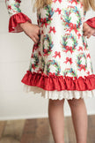 Kids Vintage Christmas Wreath & Lace Lounge Play Gown