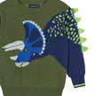 Olive Triceratops Intarsia Sweater | Green