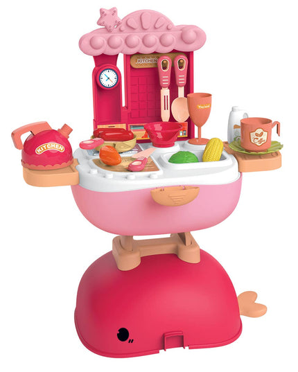 Kitchen Counter & Dressing Table Combo Set In Whale Case Toy