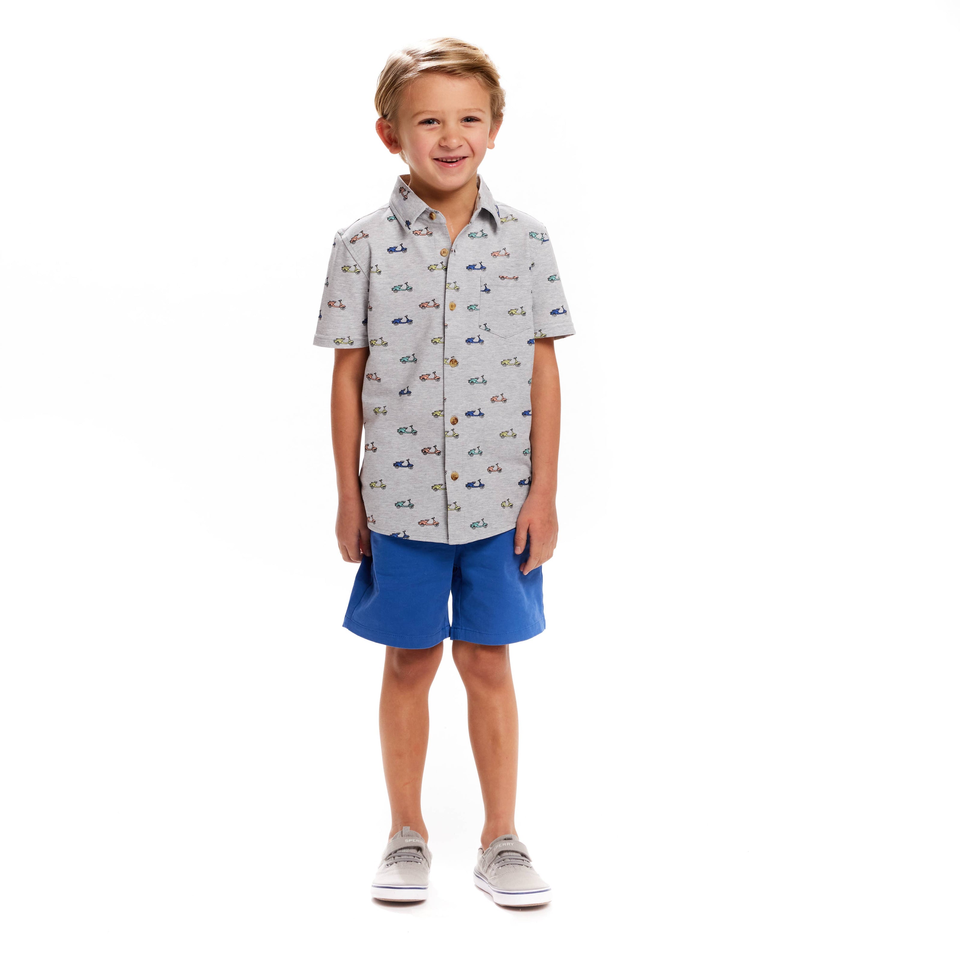 Boys Toddler Short Sleeve Knit Buttondown & Shorts Set