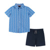 Short Sleeve Buttondown Set - Blue Shark