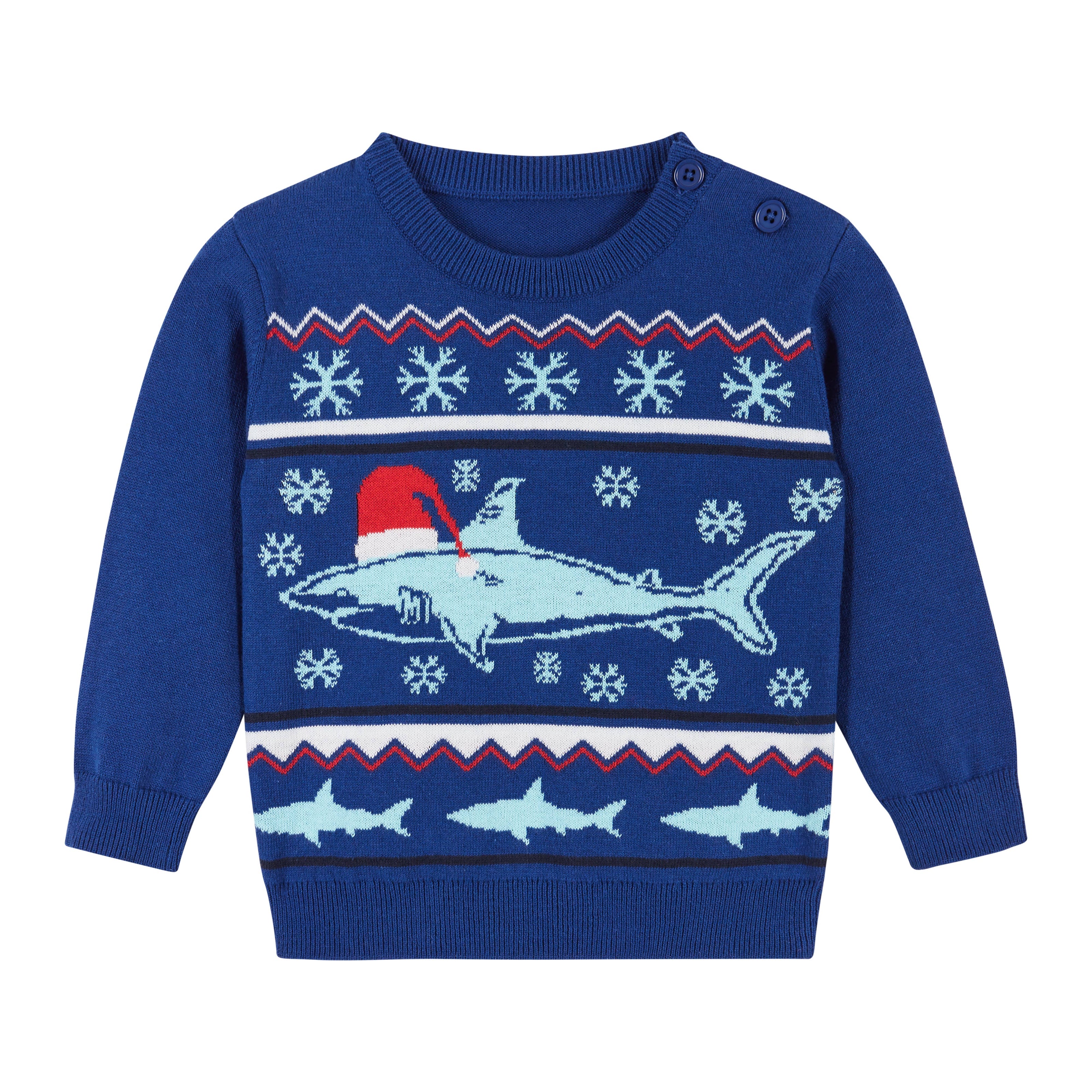 Holiday Sweater W/Joggers Set - Santa Shark Nvy