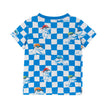 Boys Toddler Short Sleeve Blue Check Dino Printed Tee