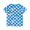 Boys Toddler Short Sleeve Blue Check Dino Printed Tee