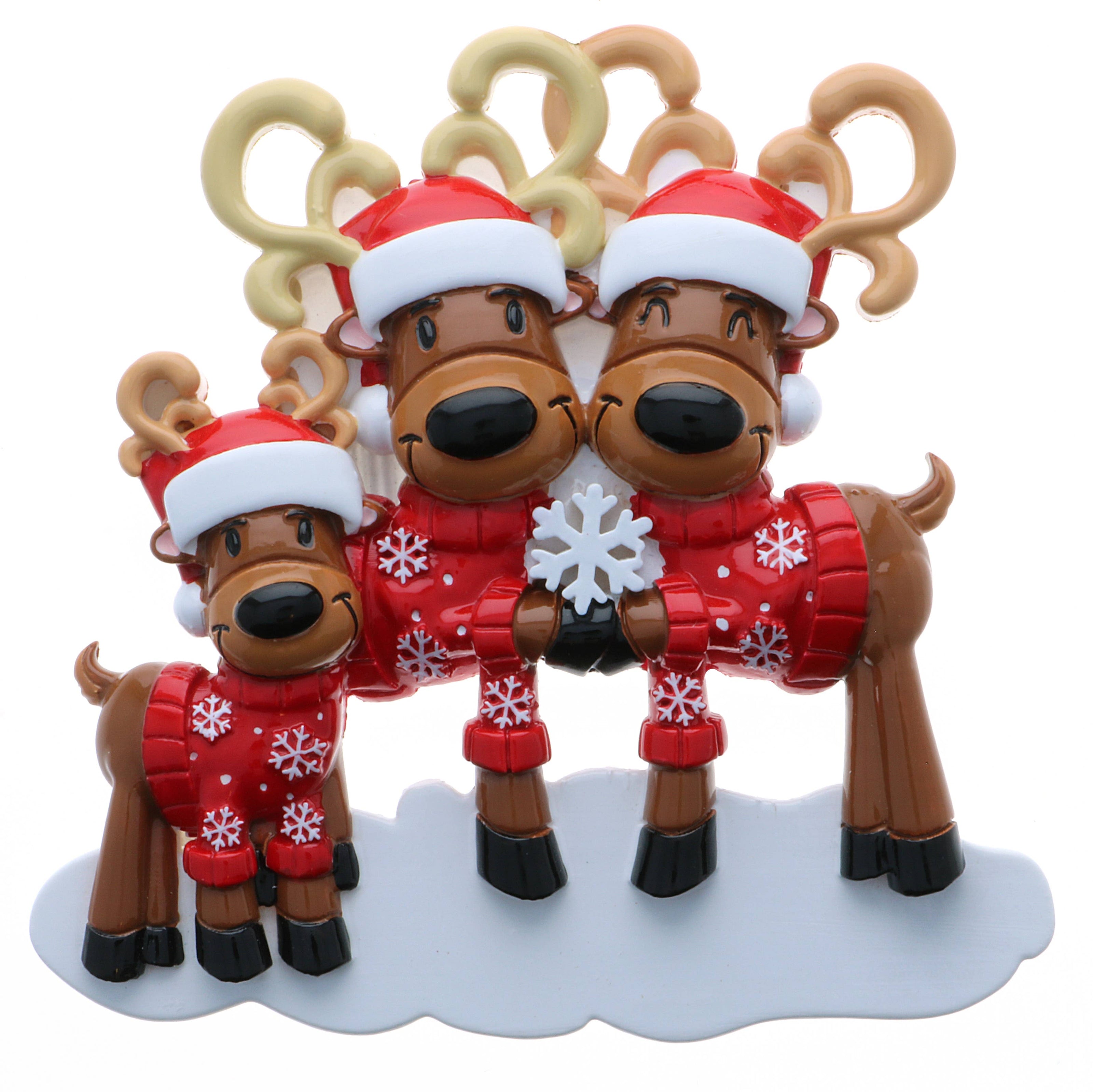 Festive Reindeer Family Personalized Christmas Ornament